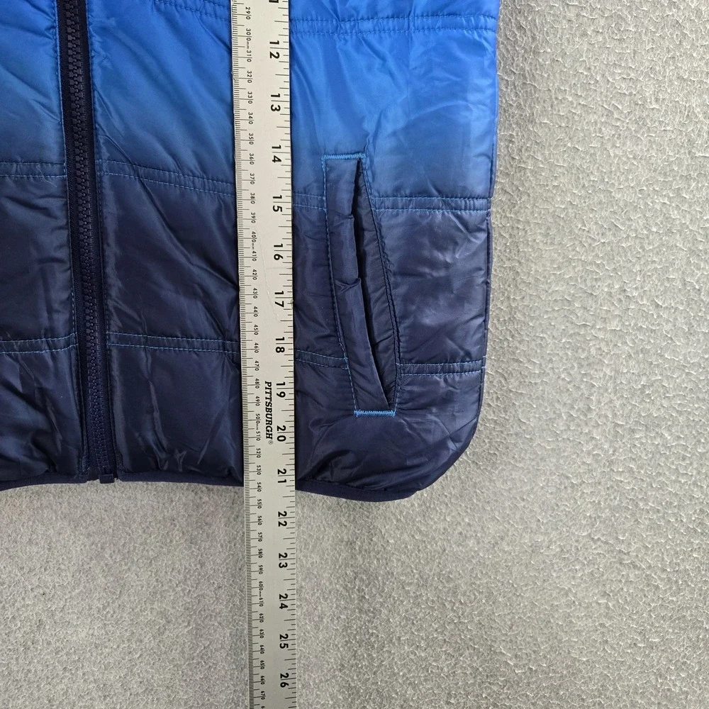 Eddie Bauer Boys Jacket 12/14 Blue Sherpa‎ Puffer Colorblock Reversible